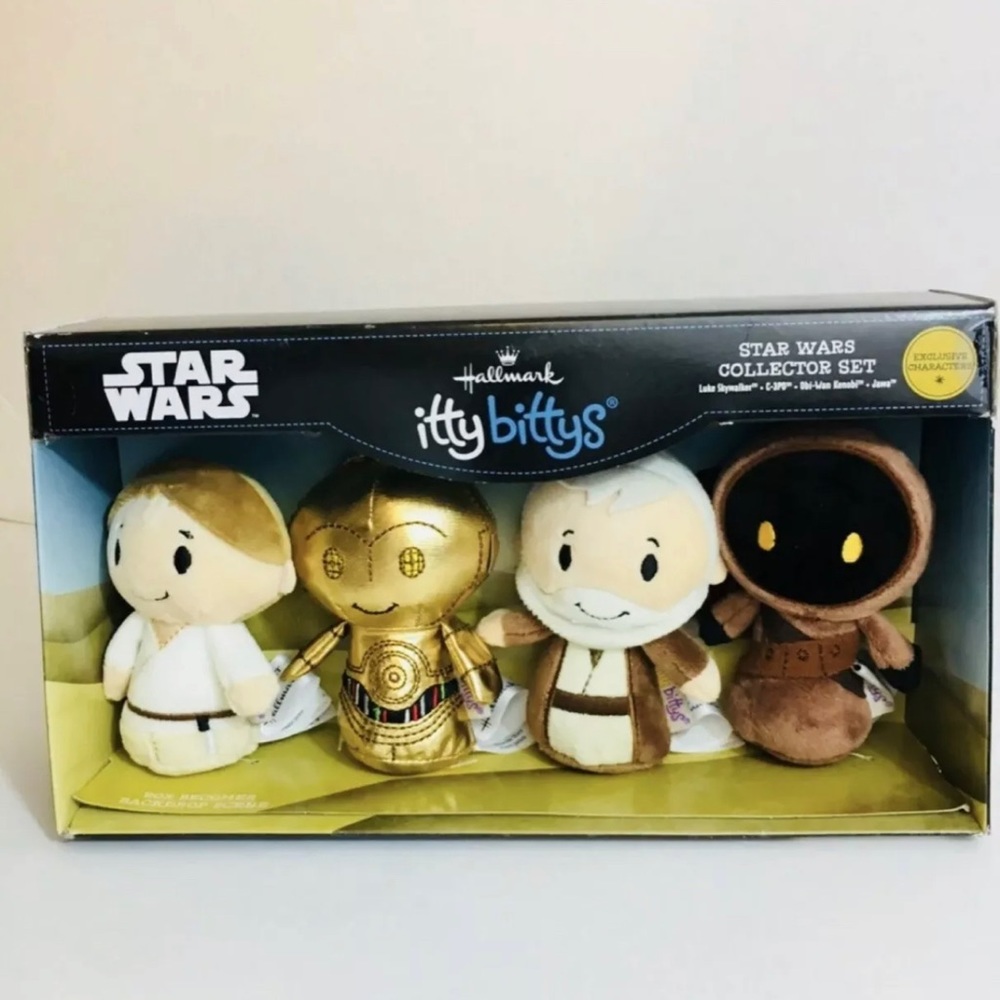 COPY - Hallmark Itty Bittys Star Wars 4 Pack Luke C-3PO Obi-Wan Jawa Plush Dolls